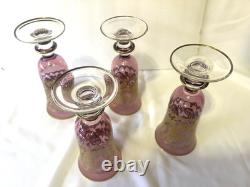 Vintage Rare (4) Arte Italica Purple/pink & Gold Champagne/wine Glasses 7 1/2