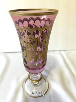 Vintage Rare (4) Arte Italica Purple/pink & Gold Champagne/wine Glasses 7 1/2