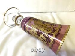 Vintage Rare (4) Arte Italica Purple/pink & Gold Champagne/wine Glasses 7 1/2