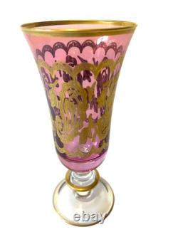 Vintage Rare (4) Arte Italica Purple/pink & Gold Champagne/wine Glasses 7 1/2