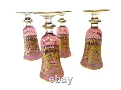Vintage Rare (4) Arte Italica Purple/pink & Gold Champagne/wine Glasses 7 1/2