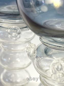 Vintage Rare Blue Gullaskruf Etched Crystal wine Glasses. Set of 4 Stunning