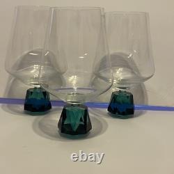 Vintage Rare Clear Fantasy GLASS Wine/ COGNAC With Green Diamond Base