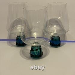 Vintage Rare Clear Fantasy GLASS Wine/ COGNAC With Green Diamond Base