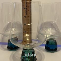 Vintage Rare Clear Fantasy GLASS Wine/ COGNAC With Green Diamond Base