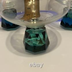 Vintage Rare Clear Fantasy GLASS Wine/ COGNAC With Green Diamond Base