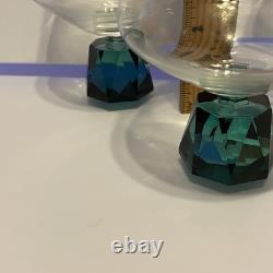 Vintage Rare Clear Fantasy GLASS Wine/ COGNAC With Green Diamond Base