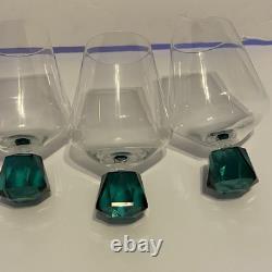 Vintage Rare Clear Fantasy GLASS Wine/ COGNAC With Green Diamond Base