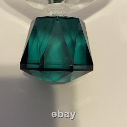 Vintage Rare Clear Fantasy GLASS Wine/ COGNAC With Green Diamond Base
