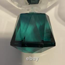 Vintage Rare Clear Fantasy GLASS Wine/ COGNAC With Green Diamond Base