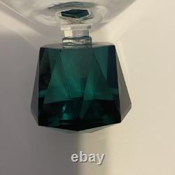 Vintage Rare Clear Fantasy GLASS Wine/ COGNAC With Green Diamond Base