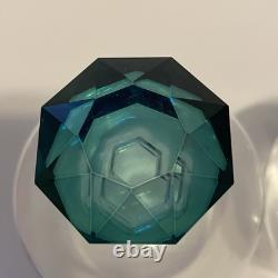 Vintage Rare Clear Fantasy GLASS Wine/ COGNAC With Green Diamond Base