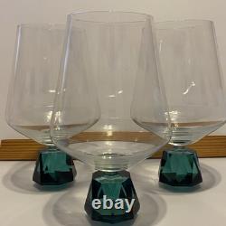 Vintage Rare Clear Fantasy GLASS Wine/ COGNAC With Green Diamond Base