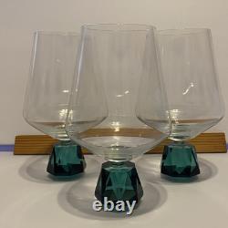 Vintage Rare Clear Fantasy GLASS Wine/ COGNAC With Green Diamond Base