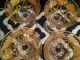 Vintage Rare Moser Gold Encrusted Set Of 4 Wine Glasses With Cherry On Bottom