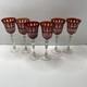 Vintage Red Cut to Clear Crystal Wine Glass 10 Tall set of 6