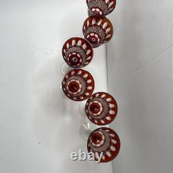 Vintage Red Cut to Clear Crystal Wine Glass 10 Tall set of 6