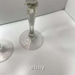 Vintage Red Cut to Clear Crystal Wine Glass 10 Tall set of 6