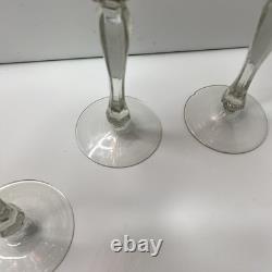 Vintage Red Cut to Clear Crystal Wine Glass 10 Tall set of 6