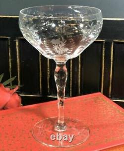 Vintage Rock Sharpe Crystal Etched Floral Wine, Water, champagne Set of 10