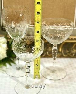 Vintage Rock Sharpe Crystal Etched Floral Wine, Water, champagne Set of 10