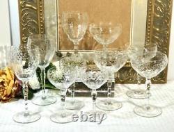 Vintage Rock Sharpe Crystal Etched Floral Wine, Water, champagne Set of 10