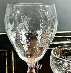 Vintage Rock Sharpe Crystal Etched Floral Wine, Water, champagne Set of 10