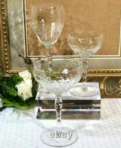 Vintage Rock Sharpe Crystal Etched Floral Wine, Water, champagne Set of 10