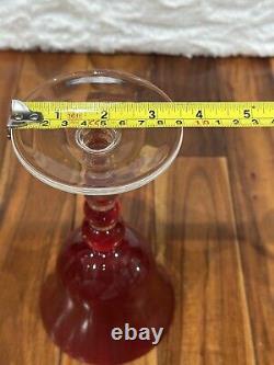 Vintage Roemer Crystal Ruby Red Wine Glasses With Stacked Ball Stem Set Of 6