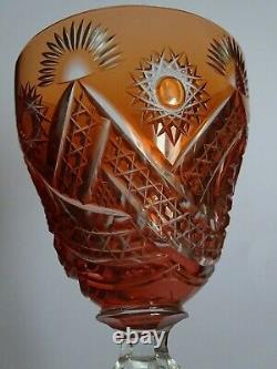 Vintage Roemer Wine Glass Crystal Style Val Saint Lambert Design Orange