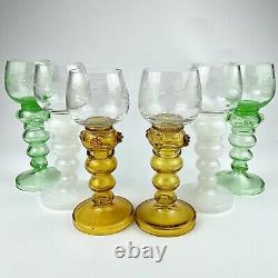 Vintage Roemer Wine Glasses Set of 6 Multicolor Stemware