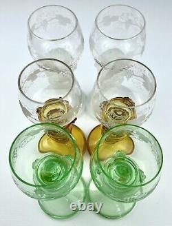 Vintage Roemer Wine Glasses Set of 6 Multicolor Stemware