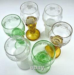 Vintage Roemer Wine Glasses Set of 6 Multicolor Stemware
