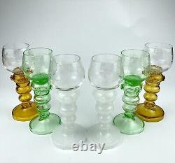 Vintage Roemer Wine Glasses Set of 6 Multicolor Stemware