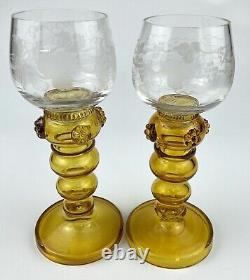 Vintage Roemer Wine Glasses Set of 6 Multicolor Stemware
