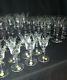 Vintage Romania Etched Crystal wine Glass 32 Pieces Service 8 Floral Cardial
