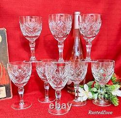 Vintage Royal Brierley Braemar Tall Stem Claret Wine Glasses Cut Glass Set of 8