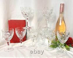 Vintage Royal Brierley Braemar Tall Stem Claret Wine Glasses Cut Glass Set of 8