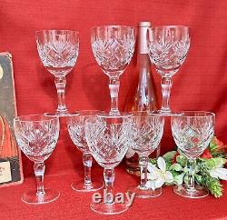 Vintage Royal Brierley Braemar Tall Stem Claret Wine Glasses Cut Glass Set of 8