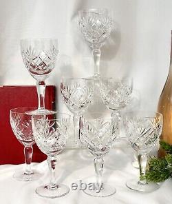 Vintage Royal Brierley Braemar Tall Stem Claret Wine Glasses Cut Glass Set of 8