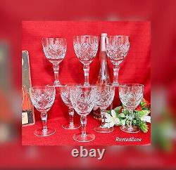 Vintage Royal Brierley Braemar Tall Stem Claret Wine Glasses Cut Glass Set of 8