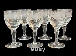 Vintage Royal Brierley Honeysuckle Wine/Sherry Glasses-Set of 6 5.5 Tall EC