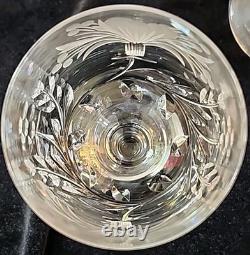 Vintage Royal Brierley Honeysuckle Wine/Sherry Glasses-Set of 6 5.5 Tall EC