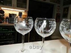 Vintage Royal Danube Crystal Animal Kingdom 4 Balloon Wine Glasses Nib
