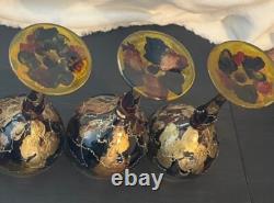 Vintage Royal Danube Mouth Blown Hand Painted Crystal Glasses (Romania) Set of 4