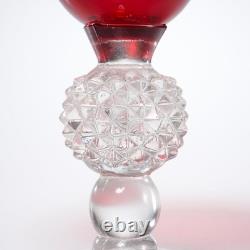 Vintage Ruby Glasses Clear Faceted Stem Set of 4 Wine Champagne Coupe 5h