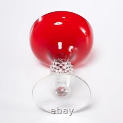 Vintage Ruby Glasses Clear Faceted Stem Set of 4 Wine Champagne Coupe 5h