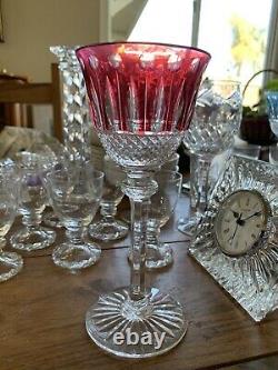 Vintage Ruby Red St Louis Crystal Wine Glass Hock cut to clear dots Tommy