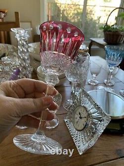 Vintage Ruby Red St Louis Crystal Wine Glass Hock cut to clear dots Tommy