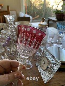 Vintage Ruby Red St Louis Crystal Wine Glass Hock cut to clear dots Tommy